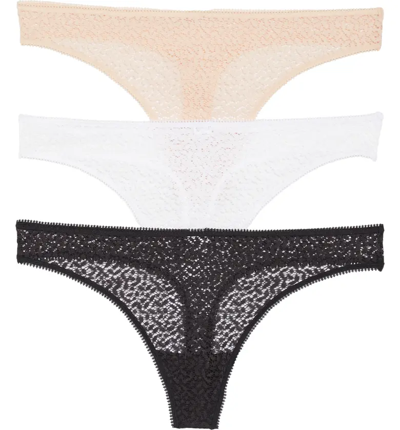 DKNY Modern Lace 3-Pack Thongs_BLACK/ WHITE/ ROSE WATER