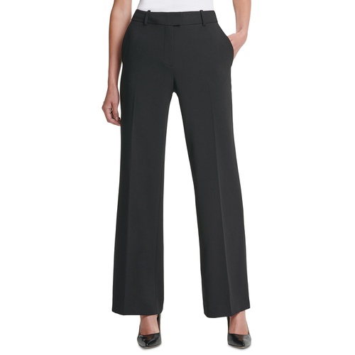 DKNY Womens Solid High-Rise Wide-Leg Career Pants
