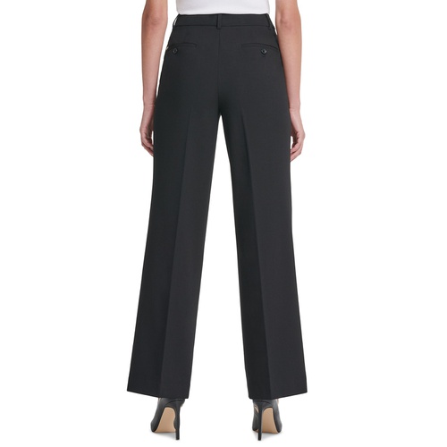 DKNY Womens Solid High-Rise Wide-Leg Career Pants