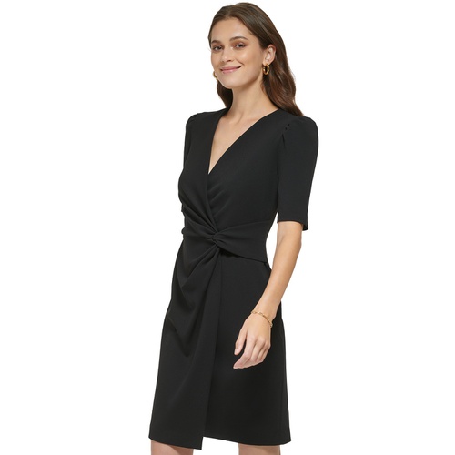 DKNY Womens Side-Knot Short-Sleeve Sheath Dress