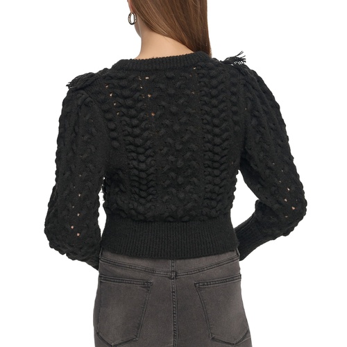 DKNY Womens Crewneck Long-Sleeve Flange Sweater