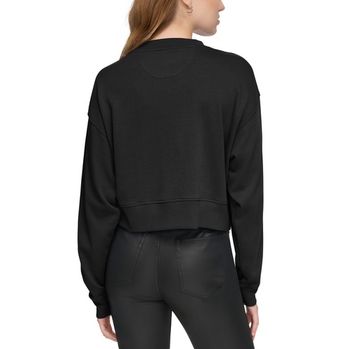 DKNY Womens Zippered-Pocket Dropped-Sleeve Sweatshirt