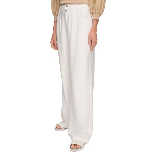 DKNY Womens Top-Stitched Crinkle Trousers