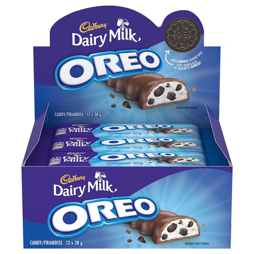  Cadbury Dairy Milk Oreo 38g, 12ct, Chocolate Bars, (Imported from Canada)
