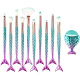 Daxstar Mermaid Makeup Brush, 11pcs Foundation Blending Blush Concealer Cosmetic Tools (Blue)