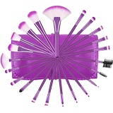 Daxstar Makeup Brushes Set 22pcs, Purple Yuwaku Essential Make Up Brushes for Blush Fan Powder Highlight Eyeshadow Beauty Tools Kits with PU Makeup Case
