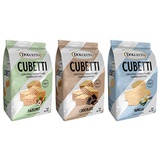 dolcetto Cubetti Variety Pack: Chocolate/ Vanilla/ & Hazelnut, Luscious Creme Filled Wafer Cookies, 8.8oz Bags, Pack Of 3, Made In Italy