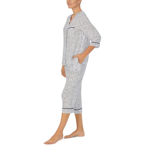  Donna Karan 3u002F4 Sleeve Top and Crop Lantern Pajama Set