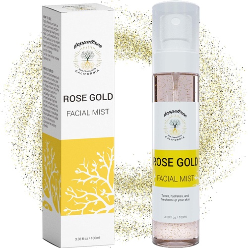 Hydrating Gold Facial Spray Mist with Aloe, Herbs and Rosewater - Alcohol-Free Toner for Face by Doppeltree - Formulated in San Francisco