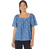 Draper James Maren Top in Embroidered Chambray