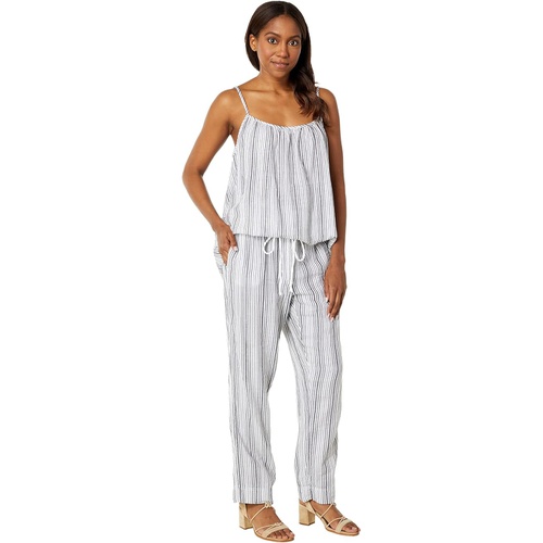  Dylan by True Grit Villa Stripes Double Cotton Crop Drawstring Pants with Pockets