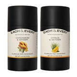 Each & Every 2-Pack, Natural Aluminum-Free Deodorant for Sensitive Skin Made with Essential Oils, Plant-Based Packaging, 2.5 Oz.(Cardamom & Ginger, Citrus & Vetiver)