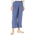 Eileen Fisher Petite Straight Leg Ankle Pleated Pants in Washed Organic Linen Delave