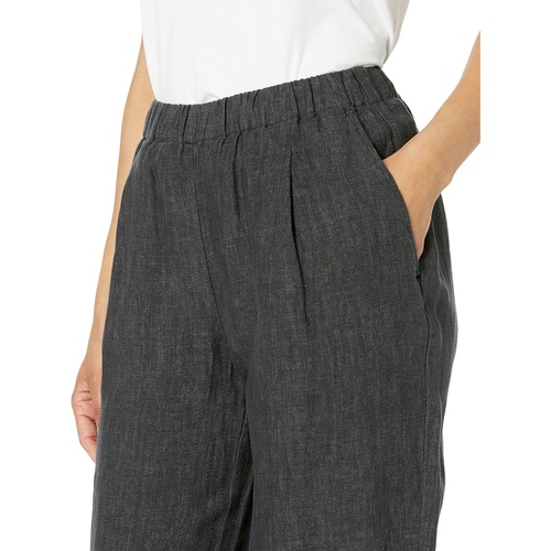  Eileen Fisher Straight Leg Ankle Pleated Pants in Washed Organic Linen Delave