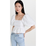 Endless rose Square Neck Puff Sleeve Jacquard Top