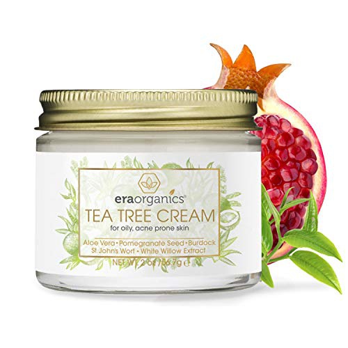  Era Organics Tea Tree Oil Face Cream - For Oily, Acne Prone Skin, Extra Soothing & Nourishing Non-Greasy Botanical Facial Moisturizer with 7X Ingredients For Rosacea, Cystic Acne,