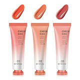 【3 Pack】 Erinde Cheek Kiss Liquid Blush Makeup Lightweight, Breathable Feel, Sheer Flush Of Color, Natural-Looking, Dewy Finish Liquid Blusher Cheek Colorr,Valentines Day Gift for