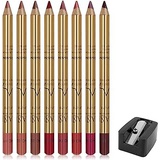FANICEA Matte Lip Liner Pencil Set with 1Pcs Pencil Sharpener 8 Colors Natural Smooth Waterproof Sweat-Proof Long Lasting Contour Shaping Lipstick Lip Liner Kit for Daily Party Wor