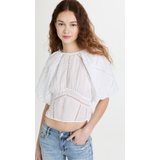 FRAME Inset Lace Gathered Seam Top