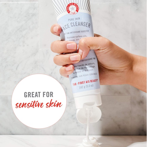  First Aid Beauty Pure Skin Face Cleanser, Sensitive Skin Cream Cleanser with Antioxidant Booster  5 oz.
