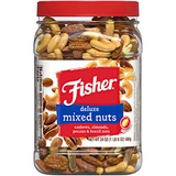 Fisher Nuts Fisher Snack Cashews Almonds, Pecans, Brazil Nuts, No Peanuts, Deluxe Mixed Nuts, 24 Ounce