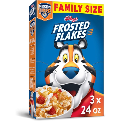  Frosted Flakes Breakfast Cereal, Original, Excellent Source of 7 Vitamins & Minerals, Family Size, 24oz Box(Pack Of 3), 72 Oz