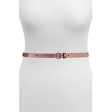 Frye Embroidered Leather Skinny Belt_BISQUE