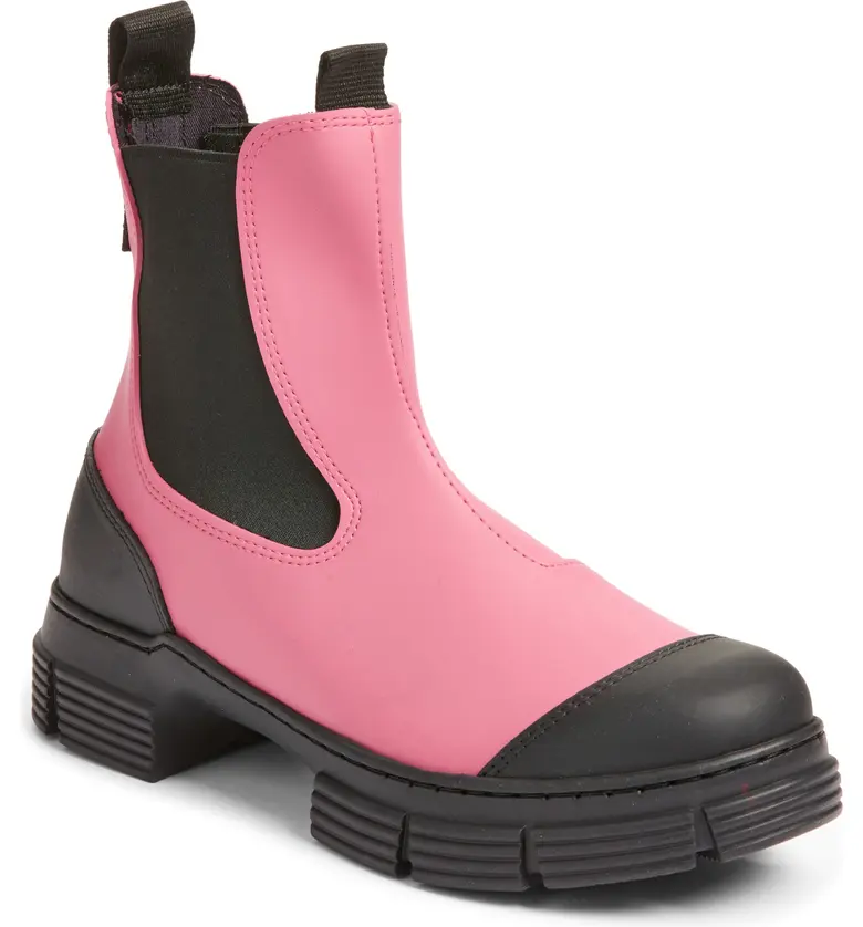 Ganni Recycled Rubber Chelsea Rain Boot_SHOCKING PINK