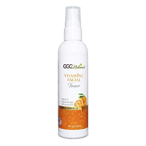  GGC Naturals Vitamin C Facial Toner with Hyaluronic Acid, Vitamin E for Face and Eyes - Organic & Natural Ingredients for Anti Wrinkle, Anti Aging, Brightening 4 fl. oz