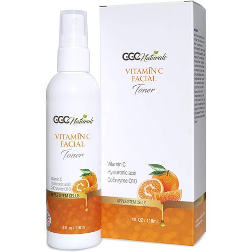  GGC Naturals Vitamin C Facial Toner with Hyaluronic Acid, Vitamin E for Face and Eyes - Organic & Natural Ingredients for Anti Wrinkle, Anti Aging, Brightening 4 fl. oz