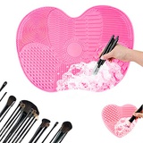 GIRO 2PCS Silicone Makeup Brush Cleaner Mat Set for Cosmetic Brush Cleaning MakeUp Washing Brush Silica Glove Scrubber Board Cosmetic Clean Tools,Rose&Pink,Take care of the brush a
