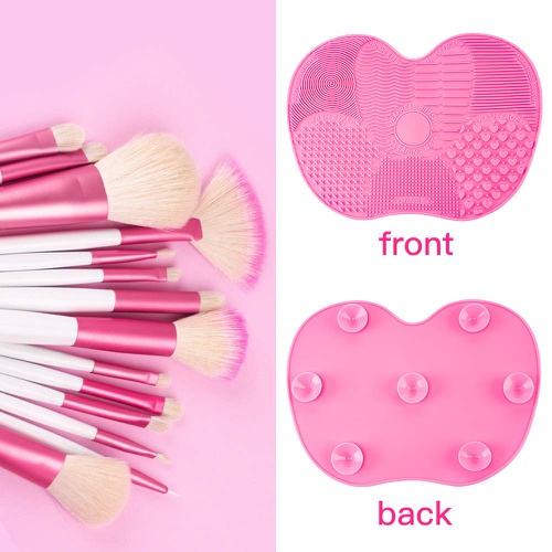  GIRO 2PCS Silicone Makeup Brush Cleaner Mat Set for Cosmetic Brush Cleaning MakeUp Washing Brush Silica Glove Scrubber Board Cosmetic Clean Tools,Rose&Pink,Take care of the brush a