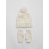 Toddler Cable-Knit Beanie and Mitten Set