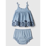 Baby Denim Eyelet Two-Piece Outfit Set