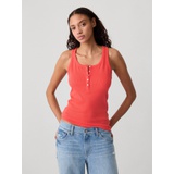 Ribbed Henley Tank Top