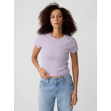 Cropped Fitted Ribbed T-Shirt