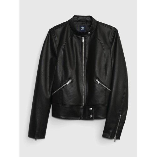 갭 Vegan Leather Cropped Moto Jacket