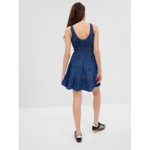 갭 Organic Cotton Denim Tiered Mini Dress