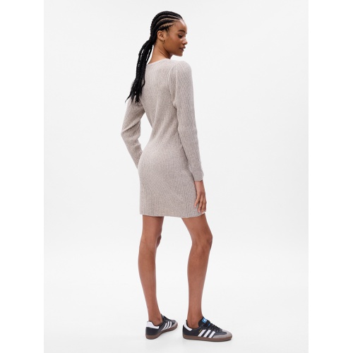 갭 CashSoft Henley Mini Sweater Dress