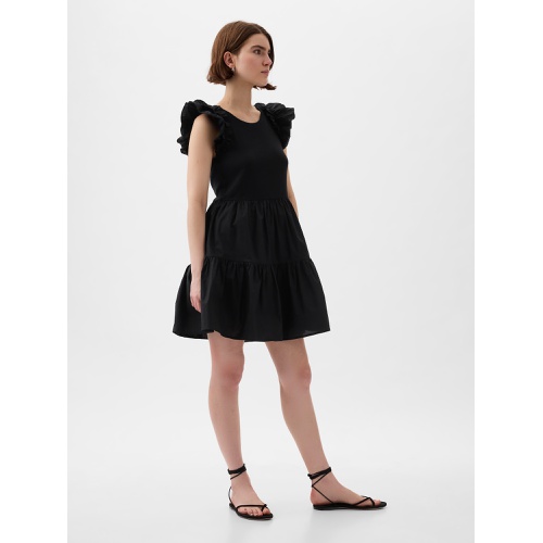 갭 Ruffle Sleeve Tiered Mini Dress