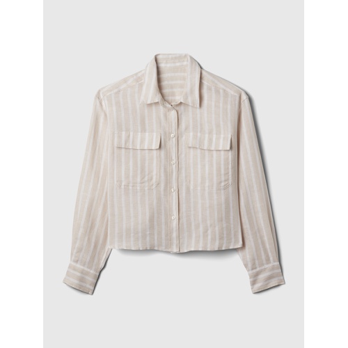 갭 100% Linen Cropped Shirt