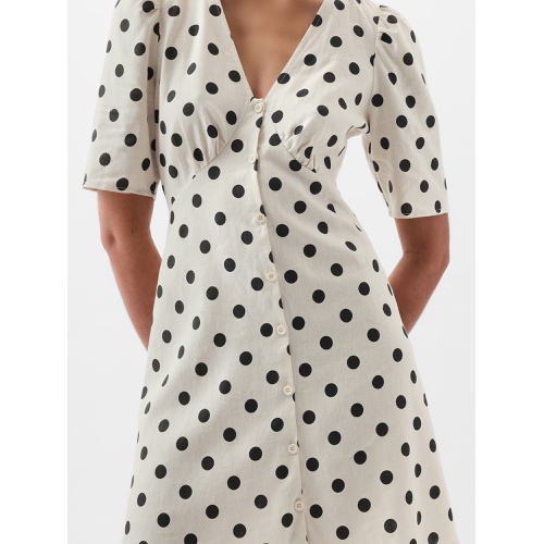 갭 Linen-Blend Button Mini Dress