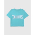 Kids Taurus Zodiac Collegiate Graphic Boxy Crop Tee