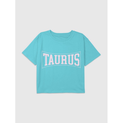 갭 Kids Taurus Zodiac Collegiate Graphic Boxy Crop Tee