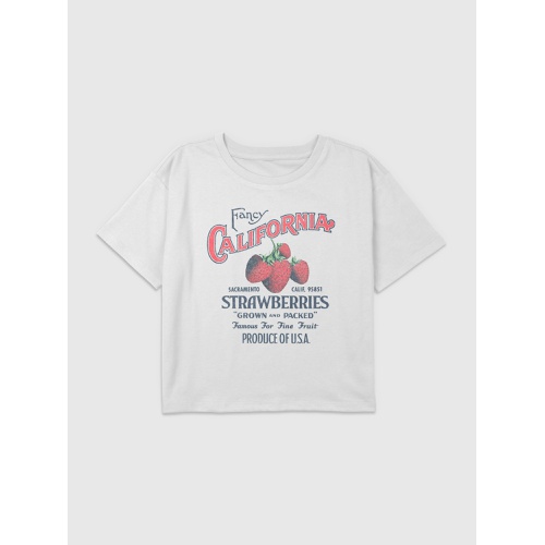 갭 Kids California Strawberries Graphic Boxy Crop Tee
