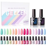 Gellen 16 Colors Gel Nail Polish Kit, With Top Base Coat - Bright Vibrant Rainbow Neon Collection Solid Colors, Trendy Bright Party Nail Art Happy Colors Home Gel Manicure Set