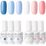 Gellen Gel Nail Polish Set - Blue Peach 6 Colors Series - Popular White Nail Art Colors UV LED Soak Off Nail Gel Manicure Kit