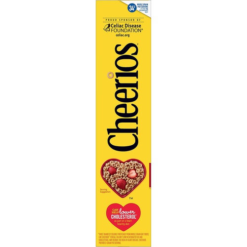  General Mills Cereal Cheerios Cereal with Whole Grain Oats, Gluten Free, Yellow Box, 20 Ounce