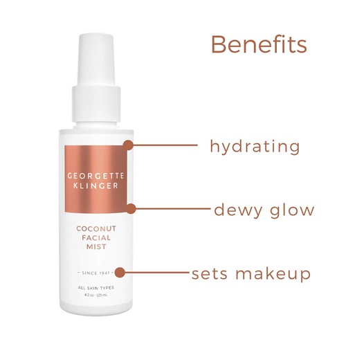  Coconut Facial Mist & Makeup Setting Spray by Georgette Klinger - Long Lasting Hydrating Toner Face Mist w/ Aloe Vera & Green Tea for All Skin Types