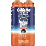 Gillette Fusion ProGlide 2 in 1 Shave Gel, Sensitive, Twin Pack, 6 Oz each, (Total of 12 Oz)